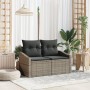 Sofá de jardín para 2 personas con almacenamiento y cojines de ratán gris de , Sofás de exterior - Ref: Foro24-42006784, Prec...