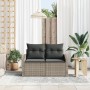 Sofá de jardín para 2 personas con almacenamiento y cojines de ratán gris de , Sofás de exterior - Ref: Foro24-42006784, Prec...