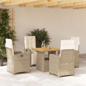 Set comedor de jardín 5 pzas con cojines ratán sintético beige en Conjuntos de jardín | Comprar online en Foru.es