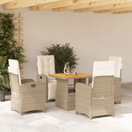 Set comedor de jardín 5 pzas con cojines ratán sintético beige en Conjuntos de jardín | Comprar online en Foru.es