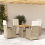 Set comedor de jardín 5 pzas con cojines ratán sintético beige en Conjuntos de jardín | Comprar online en Foru.es
