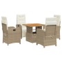 Set comedor de jardín 5 pzas con cojines ratán sintético beige en Conjuntos de jardín | Comprar online en Foru.es
