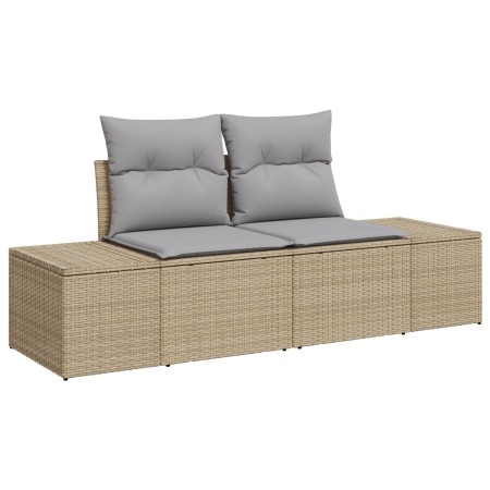 Sofá de Jardín de 2 Plazas con Almacenamiento y Cojines Beige Poliratán de , Sofás de exterior - Ref: Foro24-42006805, Precio...