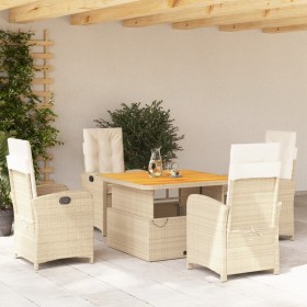 Set comedor de jardín 5 pzas con cojines ratán sintético beige en Conjuntos de jardín | Comprar online en Foru.es
