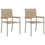 Sillas de jardín apilables con cojines, 2 piezas, Beige, Ratán de , Sillas de jardín - Ref: Foro24-42006827, Precio: 108,26 €...