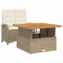 Set comedor de jardín 2 pzas con cojines ratán sintético beige en Conjuntos de jardín | Comprar online en Foru.es