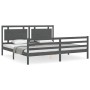 Estructura de cama con cabecero madera maciza gris 200x200 cm de vidaXL, Camas y somieres - Ref: Foro24-3194073, Precio: 189,...