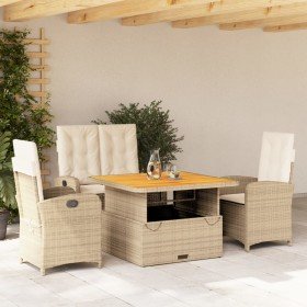 Set de comedor jardín con cojines 4 pzas ratán sintético beige en Conjuntos de jardín | Comprar online en Foru.es