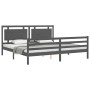 Estructura de cama con cabecero madera maciza gris 200x200 cm de vidaXL, Camas y somieres - Ref: Foro24-3194073, Precio: 189,...