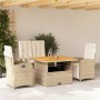 Set de comedor jardín con cojines 4 pzas ratán sintético beige en Conjuntos de jardín | Comprar online en Foru.es