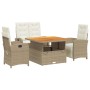 Set de comedor jardín con cojines 4 pzas ratán sintético beige en Conjuntos de jardín | Comprar online en Foru.es