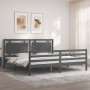 Estructura de cama con cabecero madera maciza gris 200x200 cm de vidaXL, Camas y somieres - Ref: Foro24-3194073, Precio: 189,...
