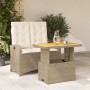 Set comedor de jardín 2 pzas con cojines ratán sintético beige en Conjuntos de jardín | Comprar online en Foru.es