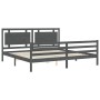 Estructura de cama con cabecero madera maciza gris 200x200 cm de vidaXL, Camas y somieres - Ref: Foro24-3194073, Precio: 189,...