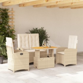 Set de comedor jardín con cojines 4 pzas ratán sintético beige en Conjuntos de jardín | Comprar online en Foru.es