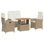 Set de comedor jardín con cojines 4 pzas ratán sintético beige en Conjuntos de jardín | Comprar online en Foru.es