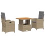 Set comedor de jardín 3 pzas con cojines ratán sintético beige en Conjuntos de jardín | Comprar online en Foru.es