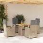 Set comedor de jardín 5 pzas con cojines ratán sintético beige en Conjuntos de jardín | Comprar online en Foru.es