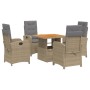 Set comedor de jardín 5 pzas con cojines ratán sintético beige en Conjuntos de jardín | Comprar online en Foru.es