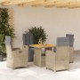 Set comedor de jardín 5 pzas con cojines ratán sintético beige en Conjuntos de jardín | Comprar online en Foru.es