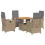 Set comedor de jardín 5 pzas con cojines ratán sintético beige en Conjuntos de jardín | Comprar online en Foru.es