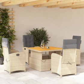 Set comedor de jardín 5 pzas con cojines ratán sintético beige en Conjuntos de jardín | Comprar online en Foru.es