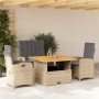 Set de comedor jardín con cojines 4 pzas ratán sintético beige en Conjuntos de jardín | Comprar online en Foru.es