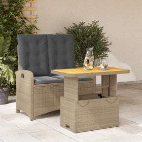 Set comedor de jardín 2 pzas con cojines ratán sintético beige en Conjuntos de jardín | Comprar online en Foru.es