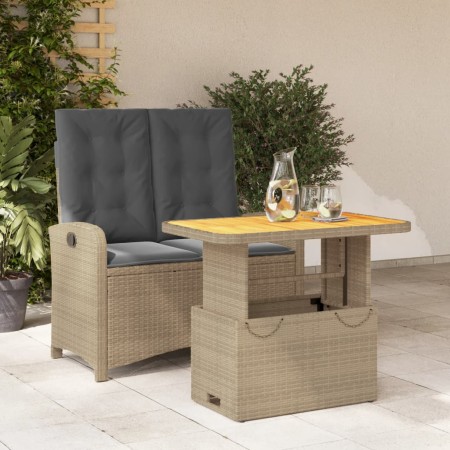 Set comedor de jardín 2 pzas con cojines ratán sintético beige en Conjuntos de jardín | Comprar online en Foru.es