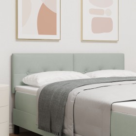 Cabecero con botones tufted en gris claro de 160 cm de terciopelo de , Cabeceros y pies de cama - Ref: Foro24-42007170, Preci...