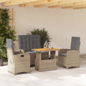 Set de comedor jardín con cojines 4 pzas ratán sintético beige en Conjuntos de jardín | Comprar online en Foru.es
