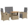 Set de comedor jardín con cojines 4 pzas ratán sintético beige en Conjuntos de jardín | Comprar online en Foru.es