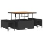 Conjunto de Comedor de Jardín de 3 Piezas con Cojines Negro de Poliratán Acacia | Foro24.es | Tu tienda online para hogar, jardín y más Foro24.es