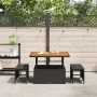 Conjunto de Comedor de Jardín de 3 Piezas con Cojines Negro de Poliratán Acacia | Foro24.es | Tu tienda online para hogar, jardín y más Foro24.es