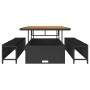 Conjunto de Comedor de Jardín de 3 Piezas con Cojines Negro de Poliratán Acacia | Foro24.es | Tu tienda online para hogar, jardín y más Foro24.es