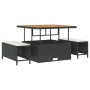 Conjunto de Comedor de Jardín de 3 Piezas con Cojines Negros de Poliratán y Acacia | Foro24.es | Tu tienda online para hogar, jardín y más Foro24.es