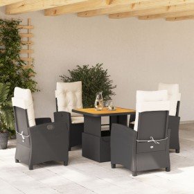 Set de muebles jardín 5 pzas con cojines ratán sintético negro en Conjuntos de jardín | Comprar online en Foru.es