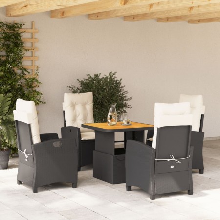 Set de muebles jardín 5 pzas con cojines ratán sintético negro en Conjuntos de jardín | Comprar online en Foru.es
