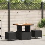 Conjunto de Comedor de Jardín de 3 Piezas con Cojines Negro de Ratán de Poliéster y Acacia de , Conjuntos de jardín - Ref: Fo...