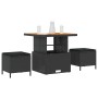 Conjunto de Comedor de Jardín de 3 Piezas con Cojines Negro de Ratán de Poliéster y Acacia de , Conjuntos de jardín - Ref: Fo...