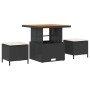 Conjunto de Comedor de Jardín de 3 Piezas con Cojines VidaXL Ratán Poliéster Acacia Negro de , Conjuntos de jardín - Ref: For...