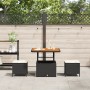 Conjunto de Comedor de Jardín de 3 Piezas con Cojines VidaXL Ratán Poliéster Acacia Negro de , Conjuntos de jardín - Ref: For...