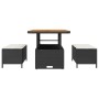 Conjunto de Comedor de Jardín de 3 Piezas con Cojines VidaXL Ratán Poliéster Acacia Negro de , Conjuntos de jardín - Ref: For...