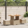 Conjunto de Comedor de Jardín de 3 Piezas con Cojines Beige de Ratán Poliéster y Acacia | Foro24.es | Tu tienda online para hogar, jardín y más Foro24.es