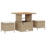 Conjunto de Comedor de Jardín de 3 Piezas con Cojines Beige de Ratán Poliéster y Acacia | Foro24.es | Tu tienda online para hogar, jardín y más Foro24.es
