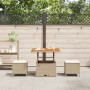 Conjunto de Comedor de Jardín de 3 Piezas con Cojines Beige de Ratán Poliéster y Acacia | Foro24.es | Tu tienda online para hogar, jardín y más Foro24.es