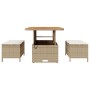 Conjunto de Comedor de Jardín de 3 Piezas con Cojines Beige de Ratán Poliéster y Acacia | Foro24.es | Tu tienda online para hogar, jardín y más Foro24.es