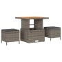 Conjunto de Comedor de Jardín de 3 Piezas con Cojines Gris de Poliratán y Acacia de , Conjuntos de jardín - Ref: Foro24-42007...