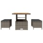 Conjunto de Comedor de Jardín de 3 Piezas con Cojines Gris de Poliratán y Acacia de , Conjuntos de jardín - Ref: Foro24-42007...