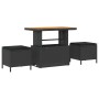 Conjunto de Comedor de Jardín de 3 Piezas con Cojines Negro de Poliratán y Acacia | Foro24.es | Tu tienda online para hogar, jardín y más Foro24.es